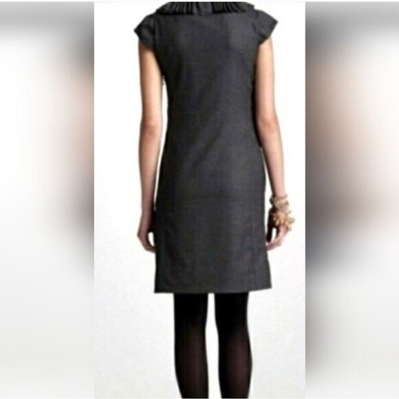 J CREW Black Wool Ribbon Ravine Sheath Dress Size 8 Cap Sleeve Classic Career - Picture 4 of 11